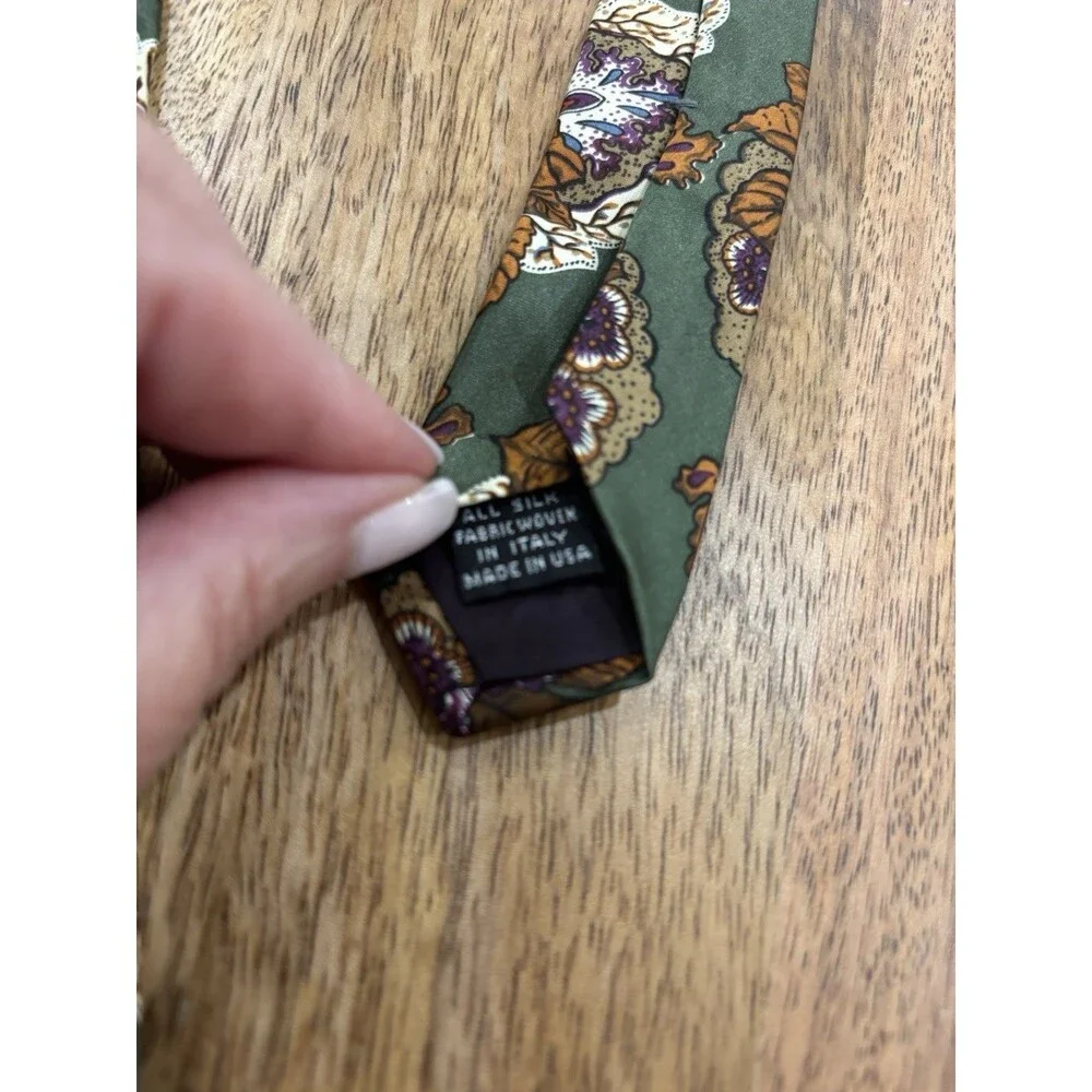 Christian Dior Monsieur 100% Silk Neck Tie Fall Themed Flowers & Leaves